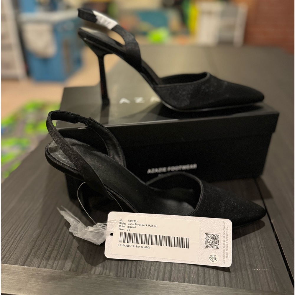 Azazie satin slingback pumps